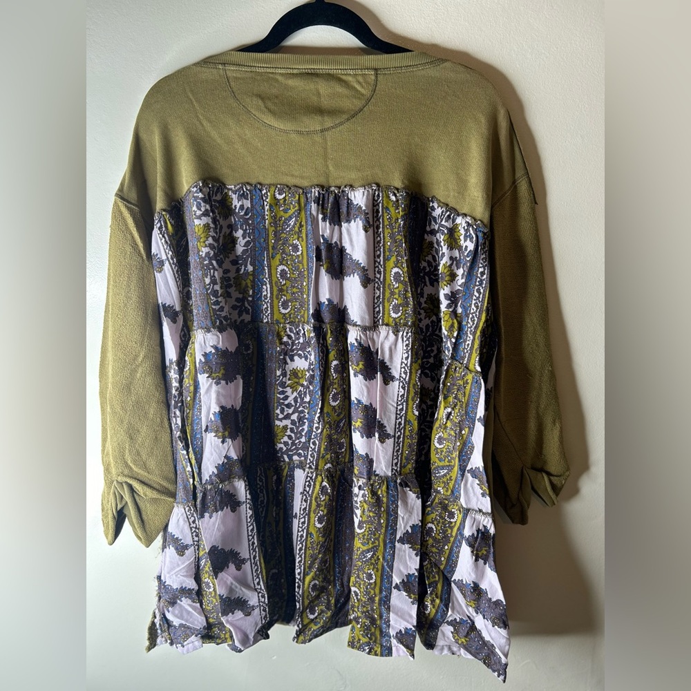 Free People Cool Baby Knit Woven Pullover Top